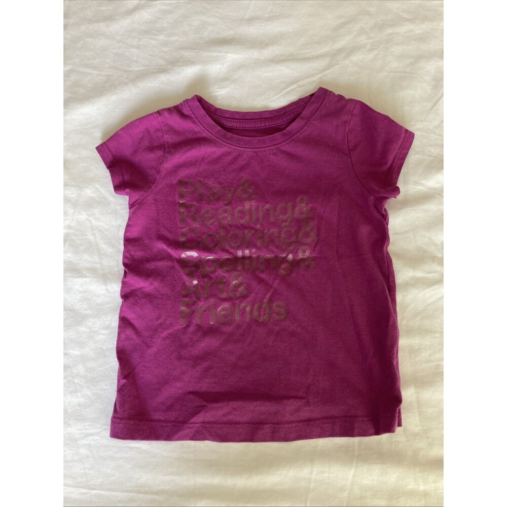 4T Cat & Jack girl clothes - 1 piece T shirt | solid purple & text theme